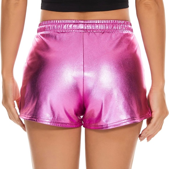 Taydey Metallic Shorts for Women Hot Sparkly Shiny Shorts with Elastic Drawstrin - Picture 3 of 5